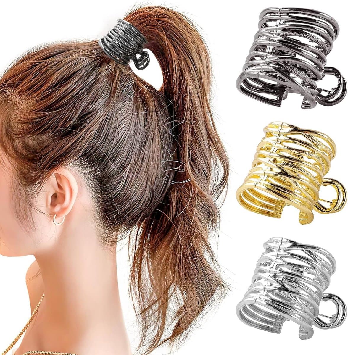 3x Metal Haarspeld voor Hoge Paardenstaart - Non-Slip Klem voor Dik & Dun Haar — afbeelding 1