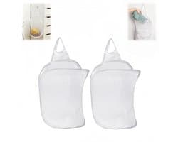 2 stuks - Opvouwbare wasmand voor aan de muur - Wasmand voor aan de muur - Hangende wasmand - Wasmand van gaas voor aan de muur - Ademend - Met handvat - Wit - 30*40*18 cm - Geschikt voor kleding en speelgoed