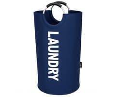BOTC Wasmand - Waszak - Laundry basket - Wassorteerder - 38x63 cm - waszak vouwbaar - draagbaar wasbox - Donkerblauw
