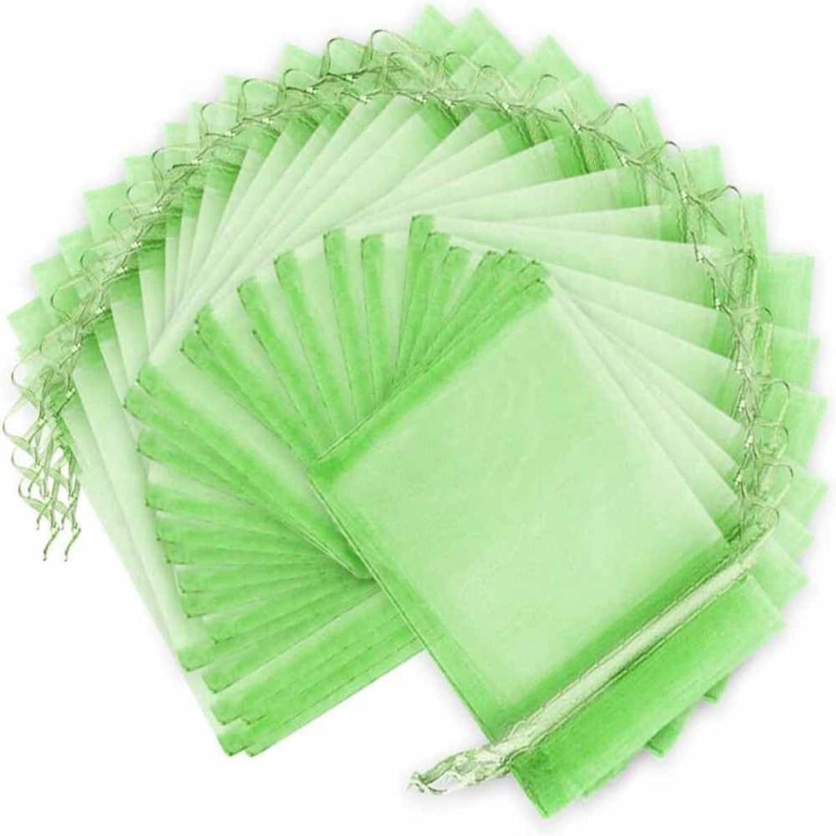 Fruitnetzakken met Trekkoord - Bescherming tegen Wespen, Vogels & Vliegen - 20 stuks - 10x15 cm - Groen — afbeelding 1