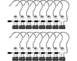 16 Stuks - RVS Wasknijpers - Handdoekclips - Handdoekklem - Handdoeklusjes met Clip - Winddichte Wasknijpers - Houders - Metalen Handdoekclips - Ophangklemmen - Zwart