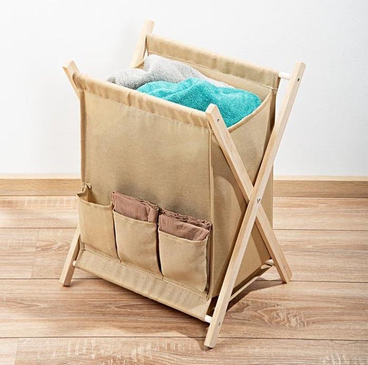 Inklapbare wasmand - wasmand - inklapbaar - beige - inhoud 30 liter — afbeelding 1