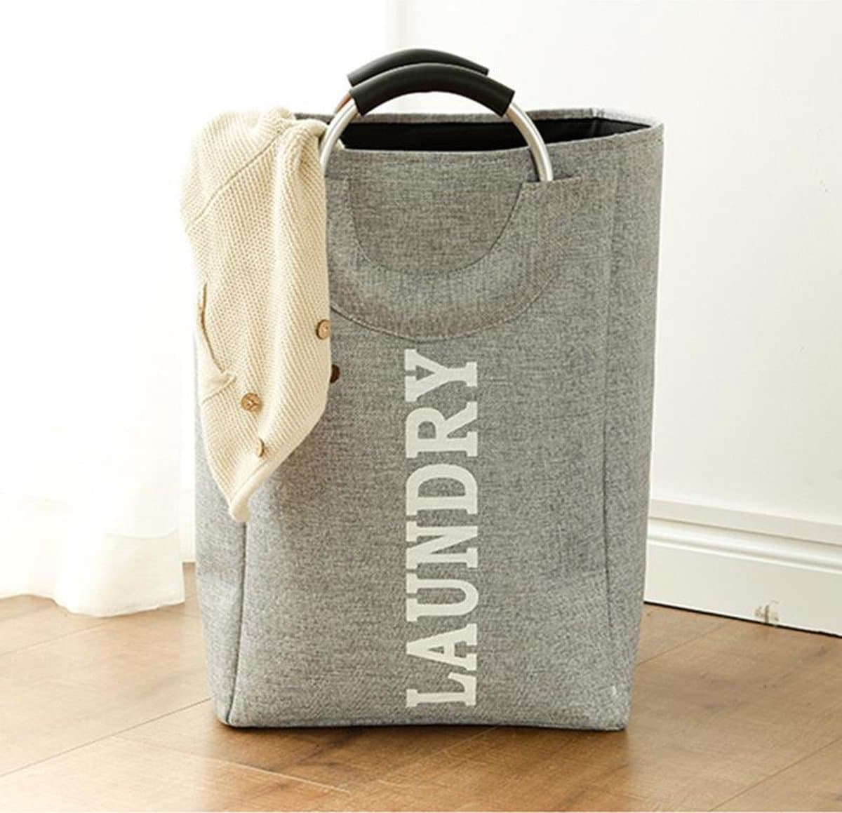 TDR - opvouwbare hand geweven Oxford stoffen wasmand - 42 liter - Grijs — afbeelding 1