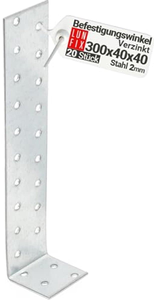 20 Stuks Platte Stalen Betonankers - Voor Verankering van Hout in Beton | Bevestigingshoek 300 mm x 40 mm — afbeelding 1