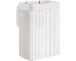 Wasmand - Bamboe Wasmand - Kledingmand - Wasopberger - Inklapbare Wasmand - Rieten Wasmand - Wit - 40 x 30 x 60 cm