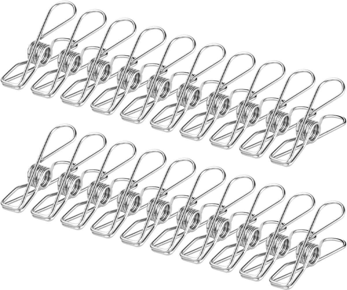 OUYLAF Wasknijpers - roestvrijstalen wasknijpers - wasrek - droogrek - voor Waslijn, Kleding Sok Hanger, Keuken, Kantoor - 60pcs — afbeelding 1