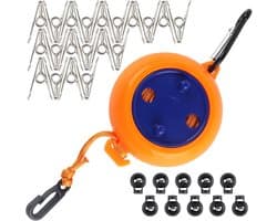 Uittrekbare Campingwaslijn - 10 meter - Oranje - Duurzaam materiaal