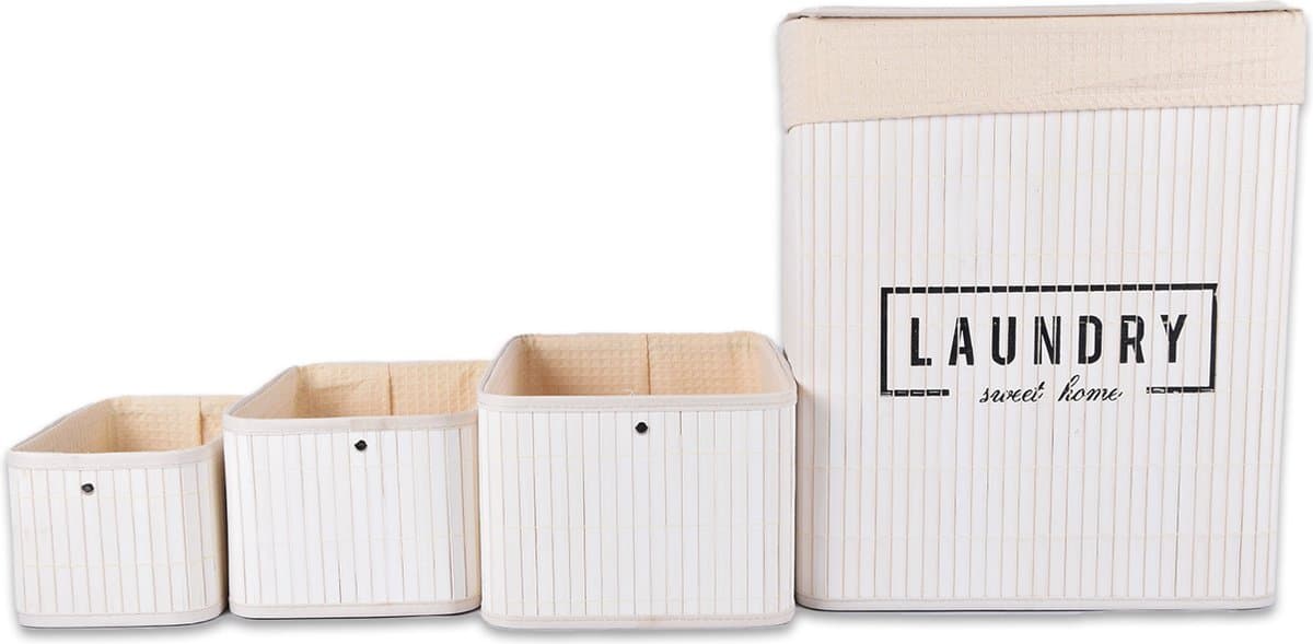 Multifunctionele Bamboe Wasmand 37L en Opbergmand Set- Assortiment | Ideaal voor Wassen, en Speelgoedopslag | Organiseren – Kinderkamer / Babykamer / Badkamer — afbeelding 1
