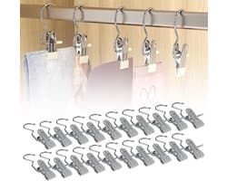 20 stuks metalen wasknijpers zonder afdruk - handdoekklemmen voor kleding en schoenen - multifunctionele antislip klemmen - zilvergrijs
