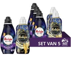 Robijn - Perfect Match Wasmiddel en Wasverzachter Pakket - Black Velvet + Beautiful Mystery - Voordeelverpakking - 5 stuks - 60 Wasbeurten