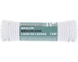 Waslijn/drooglijn wit 15 meter van polyester - Waslijndraad - Was ophangen