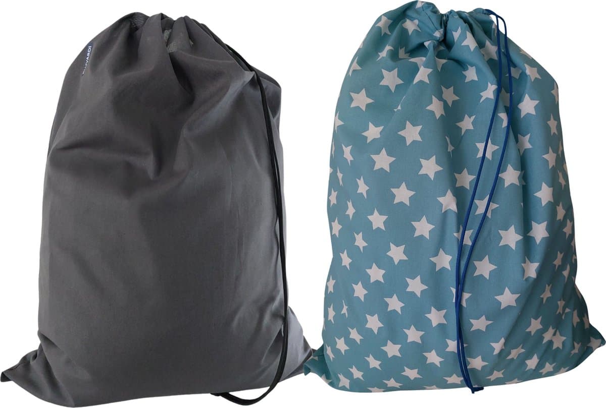 Bluvardi katoenen waszakken set van 2 stuks - XXL -antracit -stars — afbeelding 1