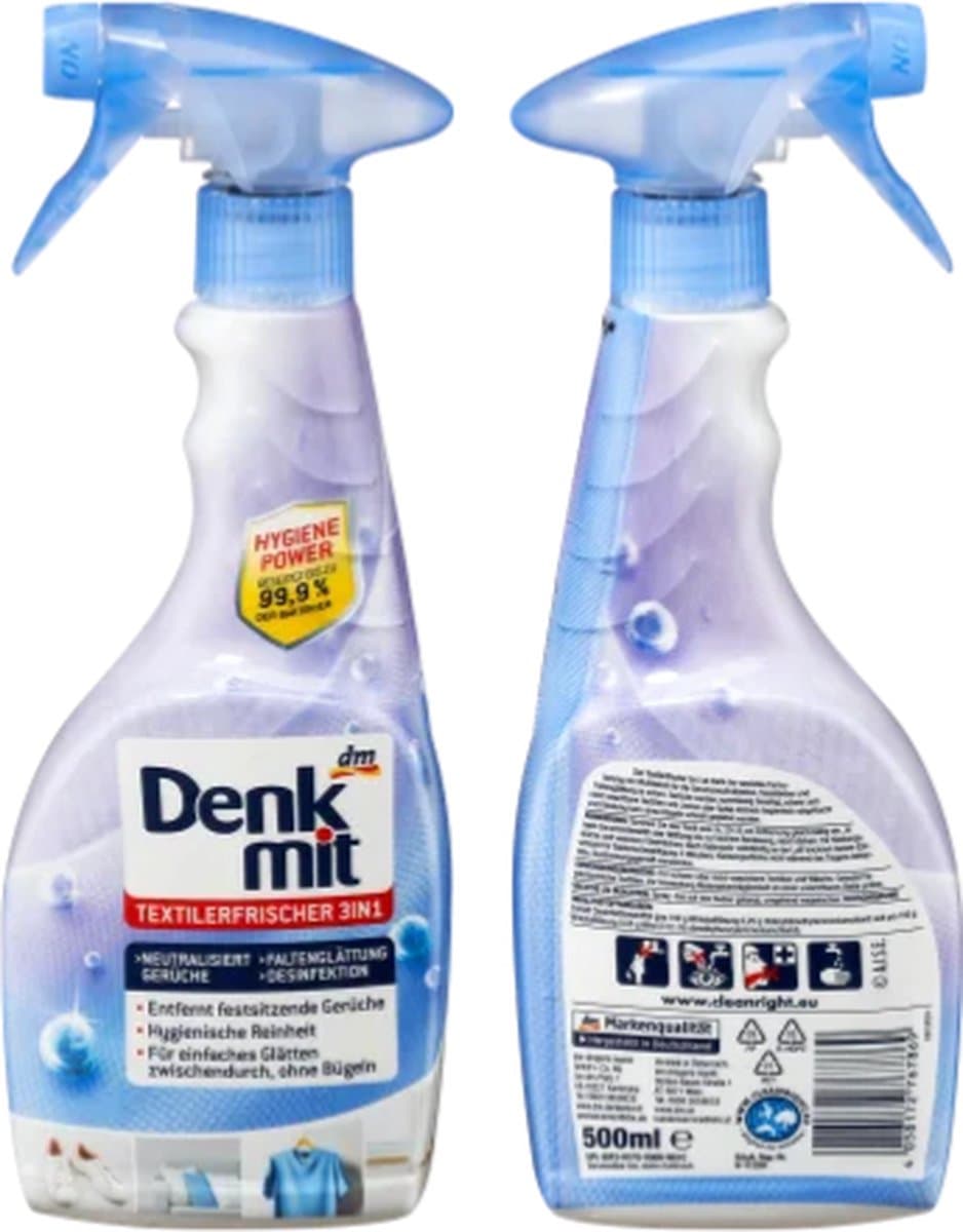 Denkmit Textielverfrisser Spray - Rimpelvrij 3in1 | 1x 500ml | Verwijdert nare geuren — afbeelding 1