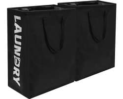 Foldable Laundry Basket Pack of 2 75 Litres - Narrow Laundry Collector for Bathroom Living Room 60 x 40 x 34 cm