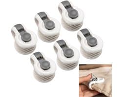 Dekbed Clips – 6 Stuks – Anti-Slip Dekbedhouders – Dekbed Knijpers - Clip Dekbedovertrek - Voorkomt Verschuiven van Dekbed in Overtrek – Onzichtbaar Onder Beddengoed – Wit / Grijs