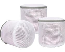 3 stuks - bh-waszakje - mesh waszakken - wasmachine zakken - voor delicate was - fijnmazige lingerie waszakken - ondergoed waszak met ritsen - voor intiem ondergoed - Cilindrische Ritsen Wasmachinetas - grijs - 15*17 cm — afbeelding 1