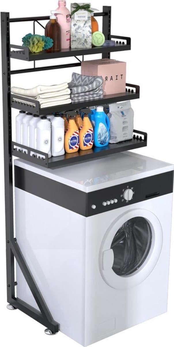Thuys – Verstelbar Opbergrek – 3 Laags – Multifunctioneel Opbergsysteem – Ruimtebesparend Organizer Rek – Wasruimte Organizer – Hoogte Verstelbaar – Zwart — afbeelding 1