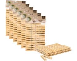 Ultra clean wasknijpers - 360x - bamboe hout - 7 cm - wasspelden knijpers - was ophangen - drogen