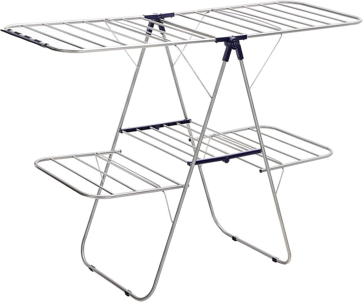 Droogrek - Inklapbaar wasrek voor binnen en buiten - Staand droogrek met vleugels - Ruimtebesparend en lichtgewicht - Voor kleine en grote wasjes - Perfect voor appartementen, balkon en studentenkamer - Snel opvouwbaar - Wasdroogrek voor huishoudelij — afbeelding 1
