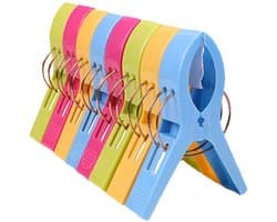 8 stuks wasknijpers, winddichte bevestigingsclips van kunststof, strandlakenklemmen, grote traceless kunststofklemmen, antislip bevestigingsvellen en quiltklemmen, geschikt voor quilts/strandlakens(blauw/rood/geel/groen)