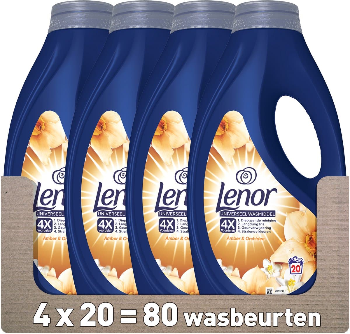 Lenor Vloeibaar Wasmiddel Amber & Orchidee - 4 x 20 Wasbeurten — afbeelding 1