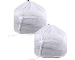 2-delig wasnet voor wasmachine, 50 x 60 cm waszak, wasmachine waszak met koordstopper, herbruikbaar voor ondergoed, beddengoed, babywassokken