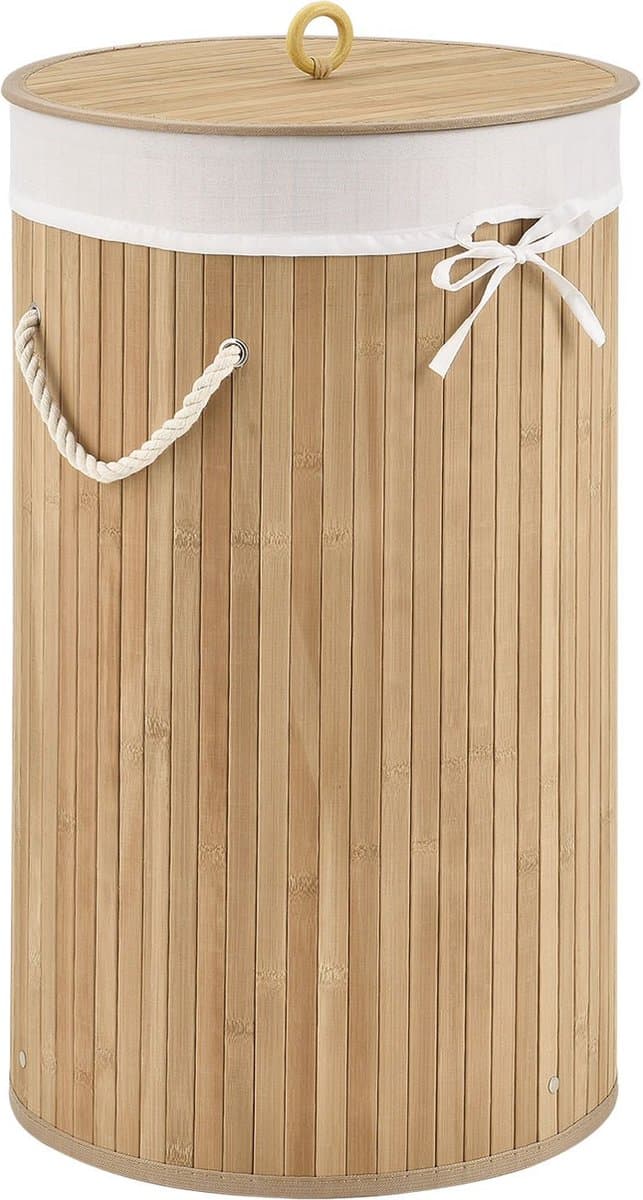 Bamboe Wasmand Curly - 55 Liter - Natuurkleur - Incl. Waszak & Deksel — afbeelding 1