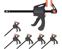 6 stuks 10 cm houtbewerkingsklemmen grip klemmen, snelgreep en snelspanner, bediening met één hand voor het rachet bar klem voor hout snel