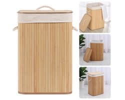 Bamboe Wasmand - Opvouwbaar Met Deksel - 72L - Naturel - Duurzaam Design - Wassorteerder met Waszak - Inclusief EBOOK