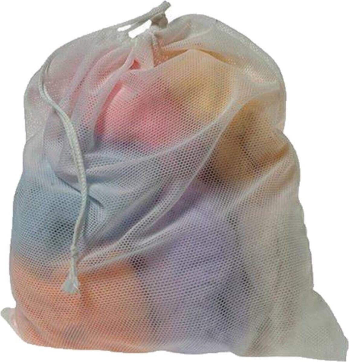 Wasnet Waszak - Groot - XL - 60 x 80 CM - Wit - Treksysteem - Trekbandsluiting - Polyester - Laundry bag — afbeelding 1