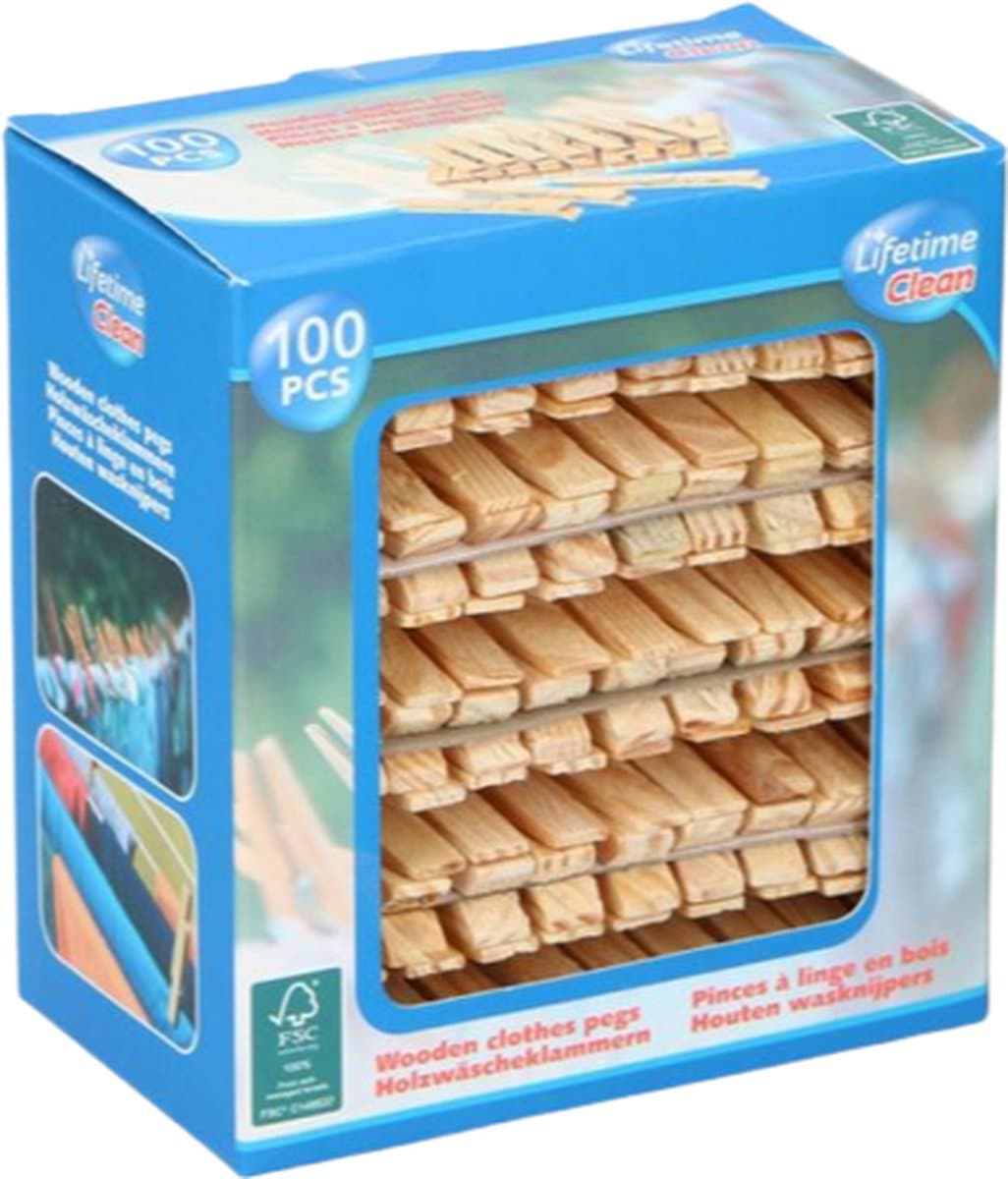 Houten Wasknijpers - 100 Stuks - Wasknijpers - Lichtbruin - Hout — afbeelding 1