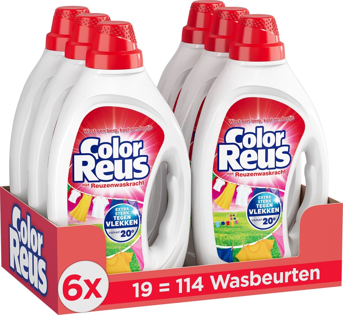 Color Reus Gel - Vloeibaar Wasmiddel - Gekleurde Was - Voordeelverpakking - 6 x 19 Wasbeurten — afbeelding 1