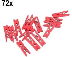 72x Mini Houten Knijpers Rood