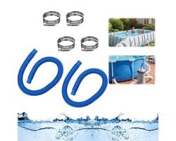 Zwembadslang 32 mm (1,25 inch) – Vervangende slang (lengte 150 cm) + 4 metalen klemmen – Accessoire voor zwembadpompen en filtersystemen (voor opzetzwembaden) – Geschikt voor Intex-zwembadpompen (300/330/530/1000 GPH)