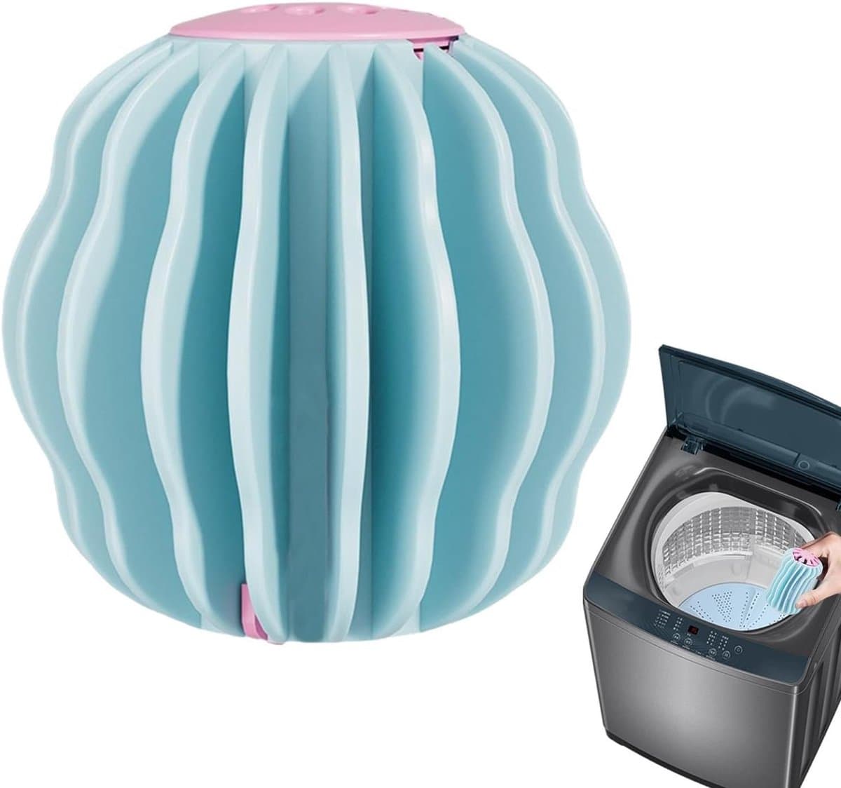 Wasballen - 1 wasbal + 50 kleurabsorberende doekjes - Ecologische wasbal - duurzaam - Wasballen - Pluizenfilter - Anti-klit - Wasmachine schrobben ballen - wasballen - blauw - wasmachine reiniger - wasmachine — afbeelding 1