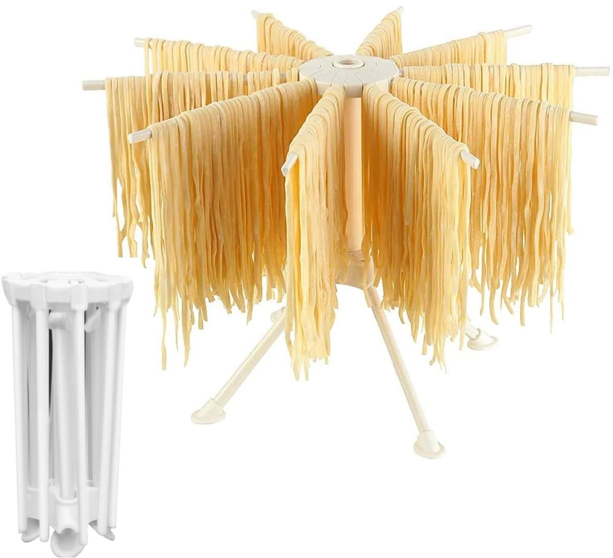 Dailygoods- Pastadroger - Opvouwbaar Droogrek - 10 Uittrekbare Sporten - Maximaal 2 kg Pasta - Geïntegreerde Transportstaaf - Eenvoudig Verse Pasta Maken — afbeelding 1