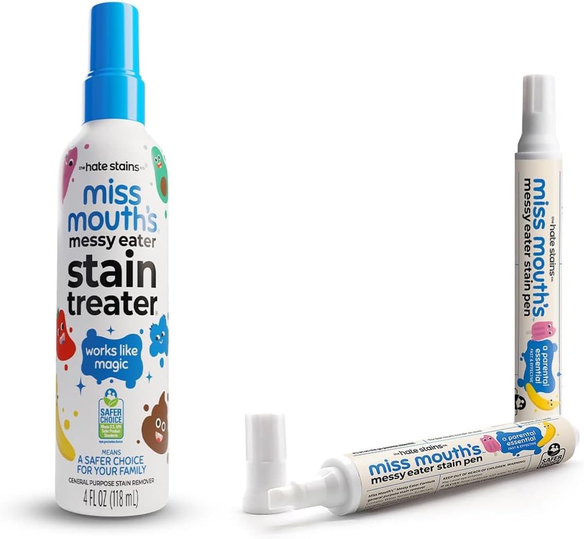 Miss Mouth’s Messy Eater Vlekverwijderaar Bundle – Krachtige Vlekkenverwijderaar voor Kleding – Baby & Kind – Voedsel-, Vet- en Koffievlekken – Stain Treater — afbeelding 1