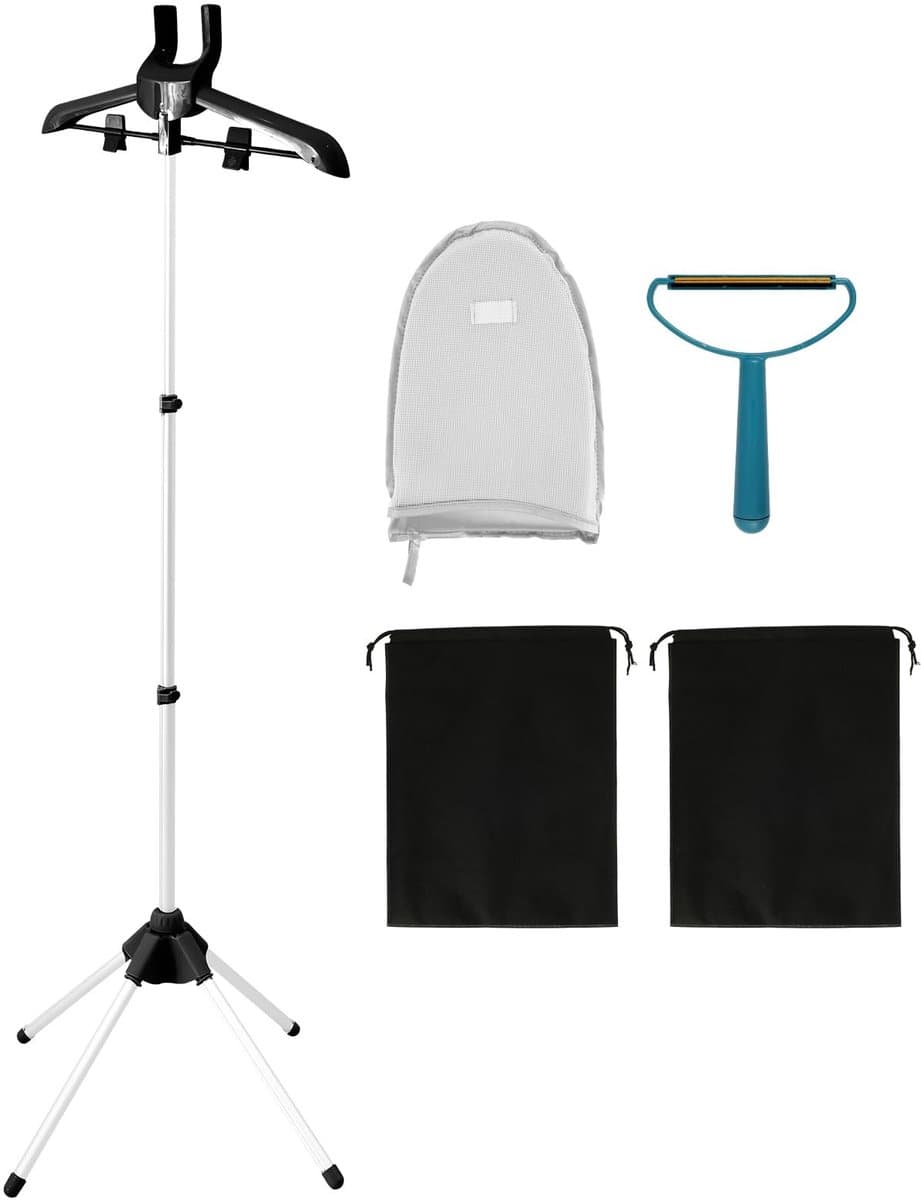 Dailygoods- Stoomhanger met 360° rotatie - Opvouwbaar - Draagbaar - Aluminium/Kunststof - Verstelbare hoogte 84-160 cm - 3 Stangen - Droogrek — afbeelding 1