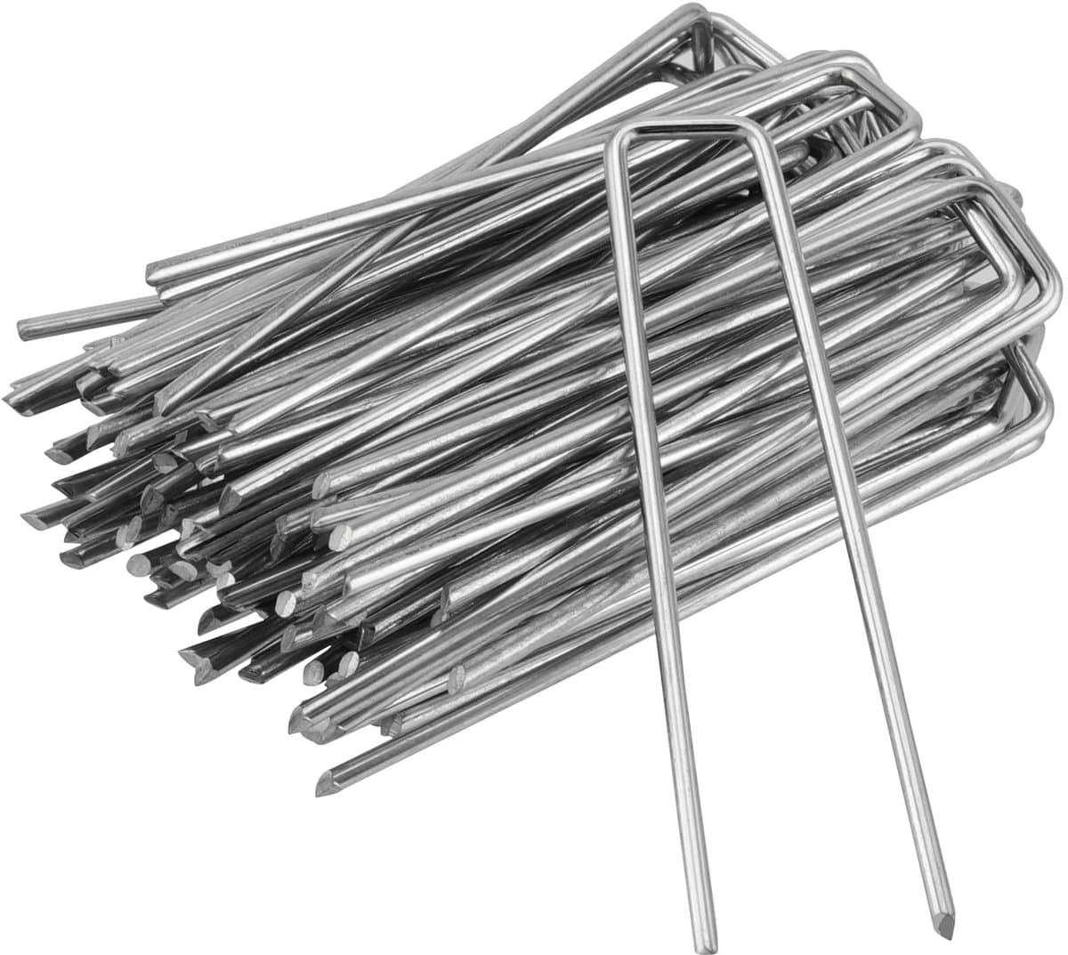 Dailygoods - 150 stuks gegalvaniseerde grondankers, 100 x 13 mm, Ø 3 mm, bevestigingsanker, grondankers van verzinkt, staal voor bevestiging van onkruiddoek, onkruidfolie, heggen, tuinvlies, omheining of — afbeelding 1