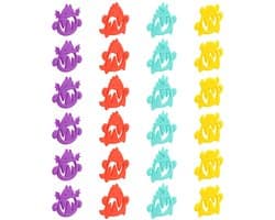 Dailygoods - 24 stuks wasknijpers, robuust, wasknijpers voor buiten, met haken, sokkensorteerder, voor wasmachine, zonder klemmen of direct in de lade te koppelen, rood, geel, paars, blauw