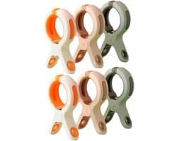 Plastic Wasknijpers - Ophangclips Kleding - Kleding Drogen Buiten - Dubbele Clip Ontwerp - 6 Stuks - Willekeurige Kleur