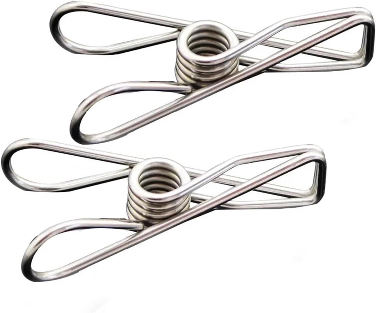 Roestvrijstalen Clips - Wasknijpers Houders - Kleding Drogen - Roestbestendige Constructie - 5.2cm 100 Stuks - Zilverkleurig — afbeelding 1