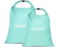 SnelShoppen - Travel Laundry Bag Set van 2 - Nylon Waterdichte Waszakken met Rolsluiting - 60x45 cm en 55x35 cm - Opvouwbare Vuilwaszak voor Camping e