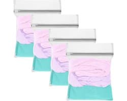 SnelShoppen - 4 Stuks Kleine Wasnetten met Rits, Duurzame Herbruikbare Waszakken voor Delicate Was, 30 x 40 cm, Ideaal voor Shirts, Ondergoed en Sokke
