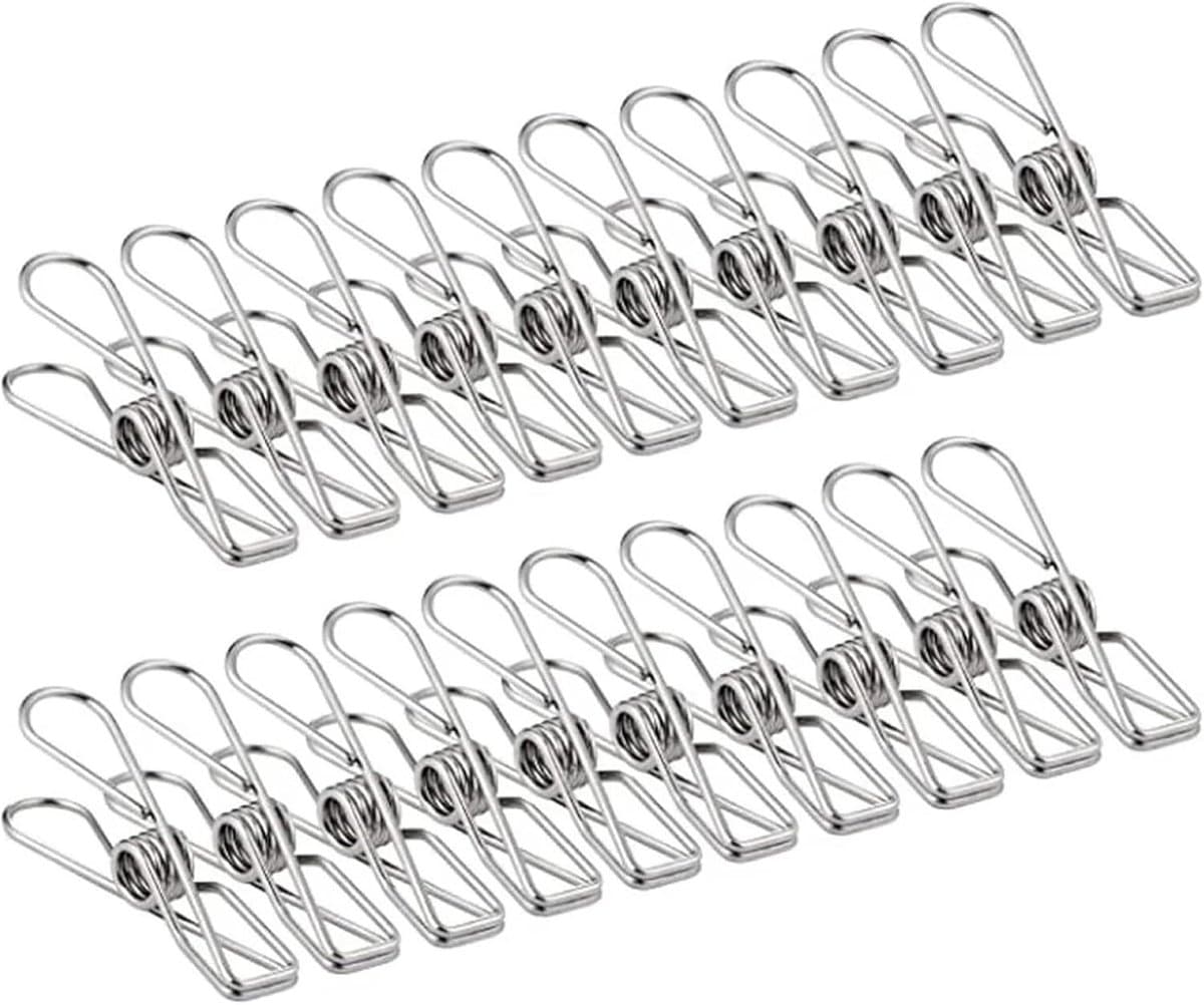 Wasknijpers - Kledingclips - Was Organiseren - Roestvrij Staal - 5 cm - Zilverkleurig — afbeelding 1