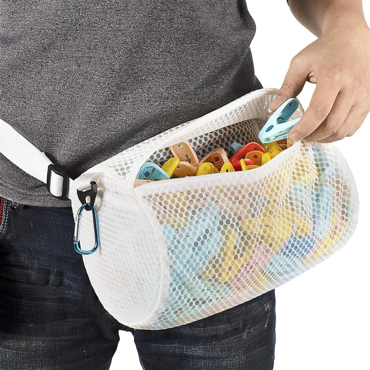 Wasknijper Tas - Kledinghanger Organizer - Was ophangen - Ademende Stof - Grote Capaciteit - Grijs — afbeelding 1