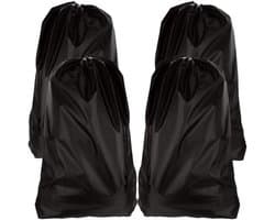 4 stuks extra grote waszakken, opvouwbare opbergtas met trekkoordsluiting, nylon waszak stoffen tas voor badkamer, slaapkamer of slaapzaal en reizen, 61 x 91 cm (zwart)