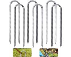 SnelShoppen - 6 Stuks U-Type Grondankers 30cm - Gegalvaniseerd Staal - Voor Trampoline, Tenten, Fietsen, Tuin - Sterk en Duurzaam - Ideaal voor Campin
