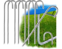 SnelShoppen - 8 x XL Grondankers J-vorm 38 cm - Stalen Tentankers, Galvaniseerd, Voor Camping, Paviljoens, Bouncy Castles, Trampolines, Stabiel en Roe