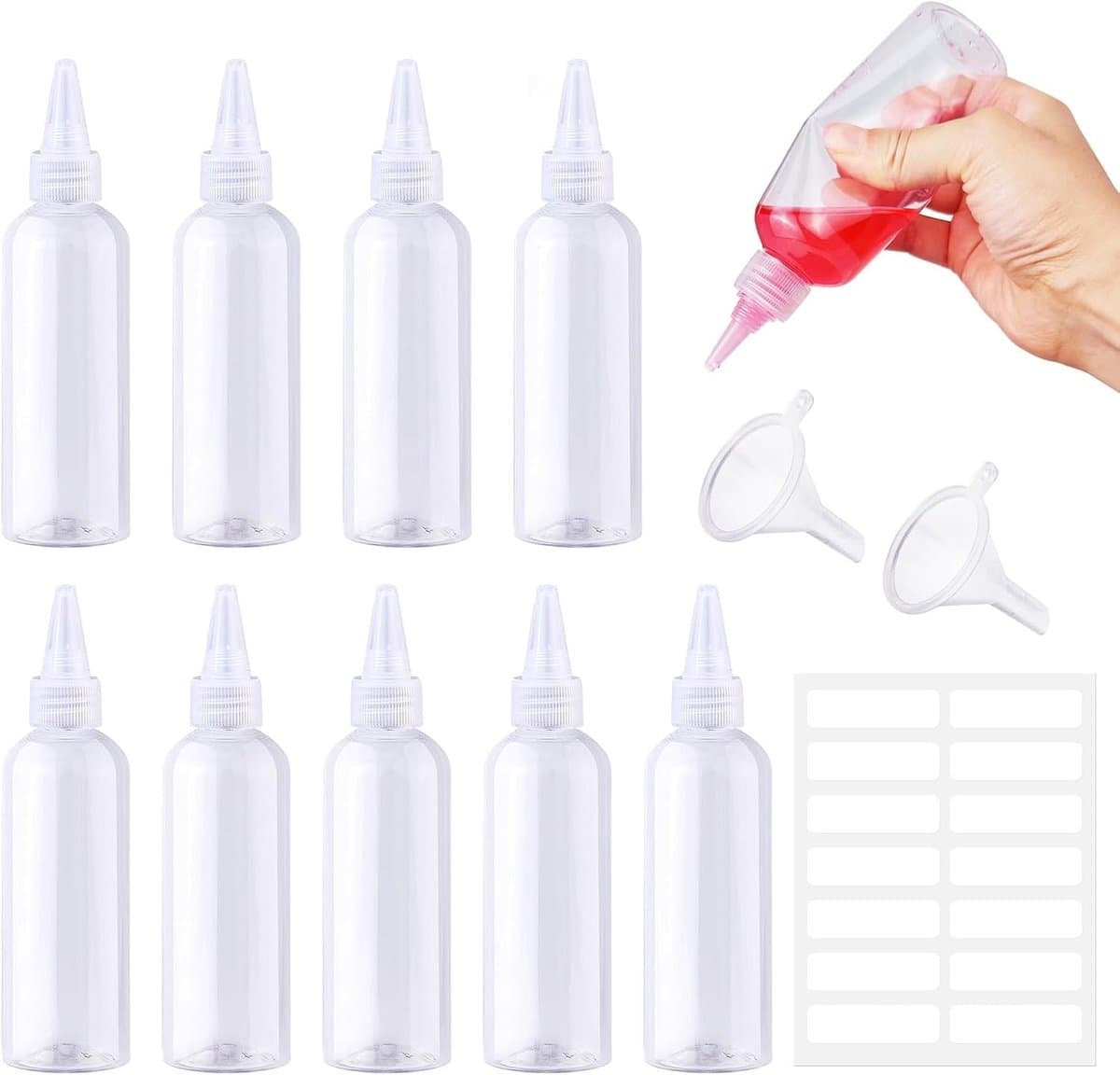 Knijpfles Set 100ml - Plastic - Lekbestendig - Handig voor Vullen - Voor DIY en Koken — afbeelding 1